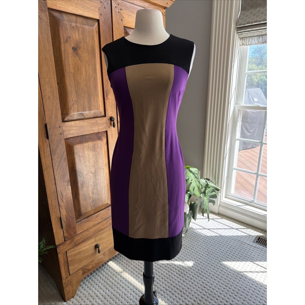Vintage 200s Cache Purple Gold Black Bodycon Dress Size 2